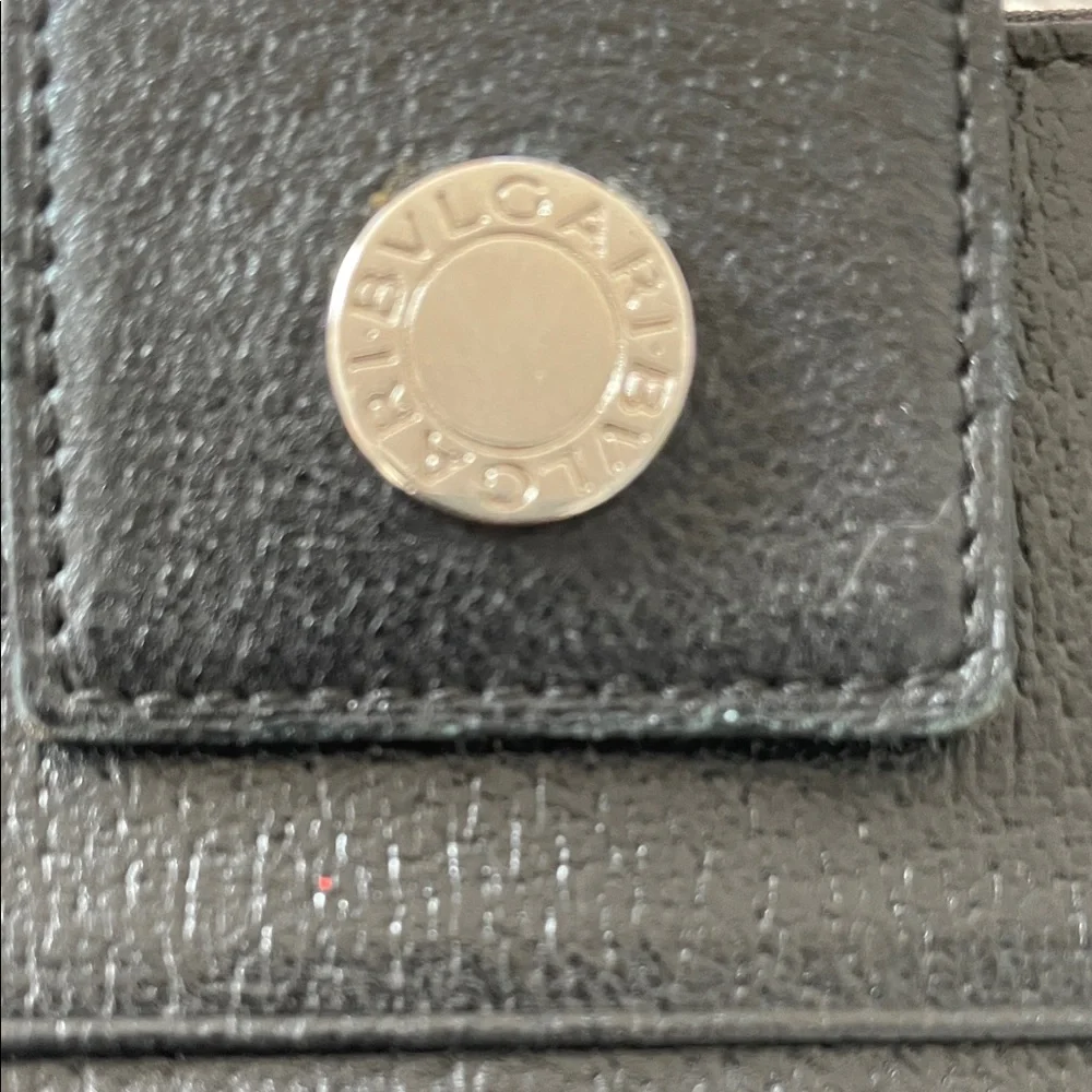 Bulgari Black Logo Canvas Compact 2 Way Snap Wallet-Unisex